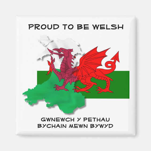 Welsh FLAG OF WALES Red Dragon St David Quote Magnet (Front)