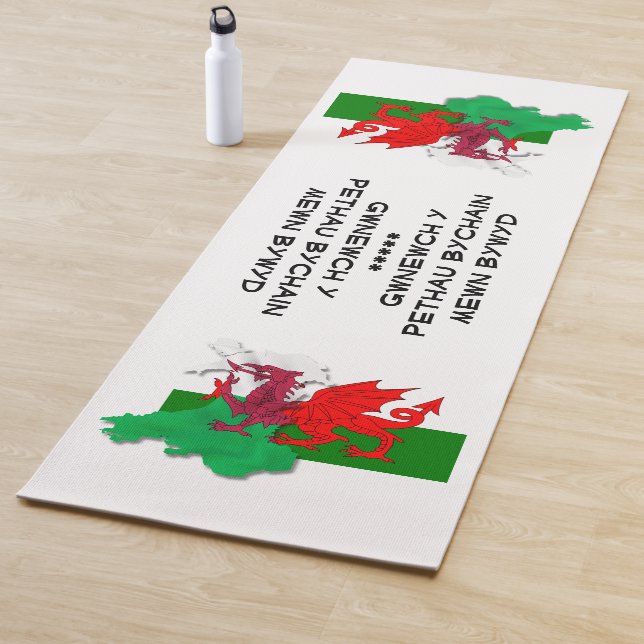Welsh Flag of Wales ST DAVID QUOTE White Yoga Mat (In Situ)