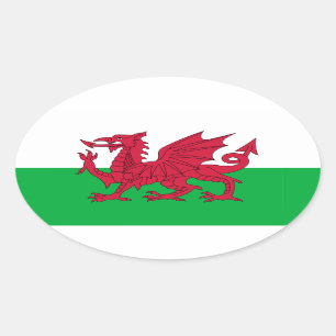 Welsh Flag Oval Sticker