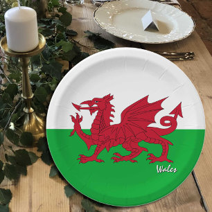 Welsh Flag plates, party, sports, Cymru / Wales Paper Plate