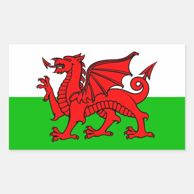 Welsh flag rectangular sticker (Front)