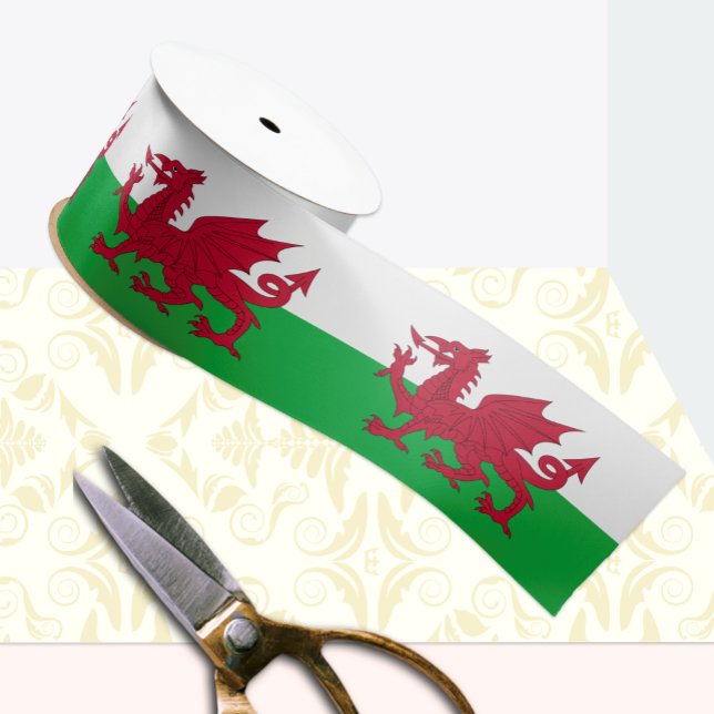 Welsh Flag Ribbon, Dragon fashion, Cymru, Wales Satin Ribbon (Creator Uploaded)