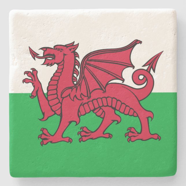 Welsh flag stone coaster (Front)