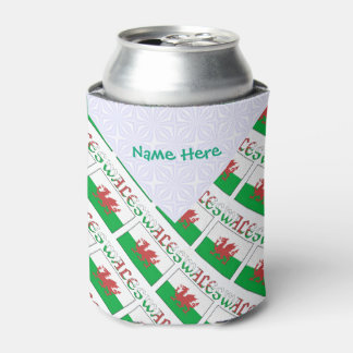 Welsh Flag Tiled Personalized  Can Cooler