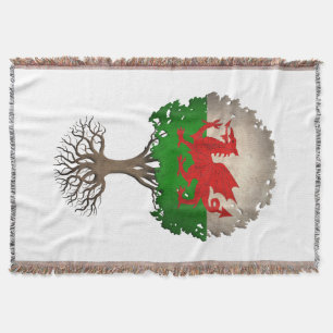 Welsh Flag Tree of Life Customisable Throw Blanket