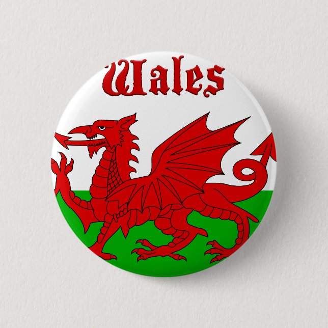 Welsh Flag Wales 6 Cm Round Badge (Front)
