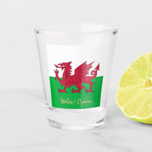 Welsh Flag & Wales country patriot / sports Cymru Shot Glass