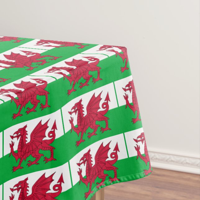 Welsh Flag & Wales dining tablecloth /decor Dragon (In Situ)