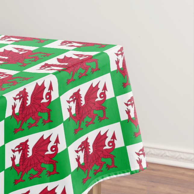 Welsh Flag & Wales dining tablecloth /decor Dragon (In Situ)