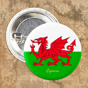 Welsh Flag & Wales fashion patriot, sports / Cymru 3 Cm Round Badge