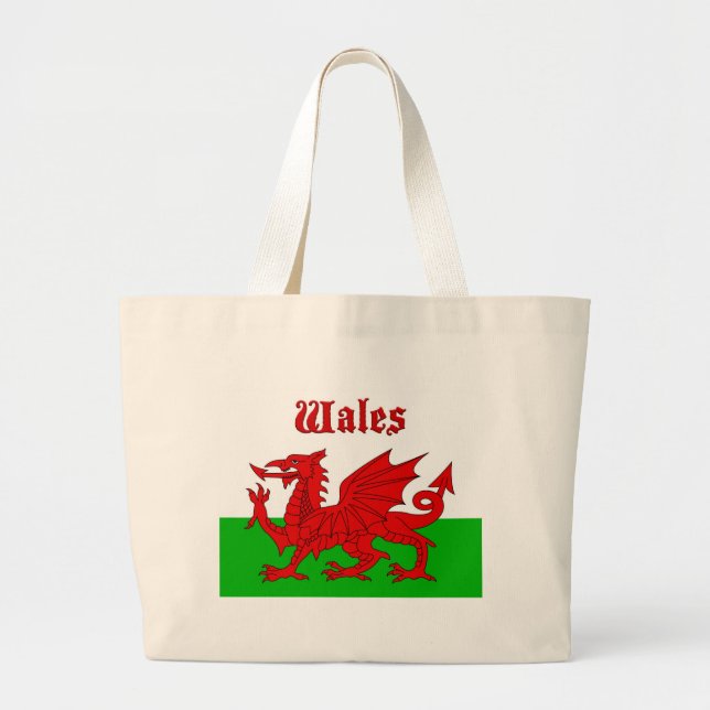 Welsh Flag Wales Large Tote Bag (Front)