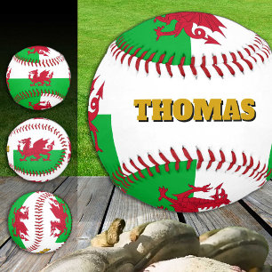 Welsh Flag, Wales, Monogram / Baseball Balls