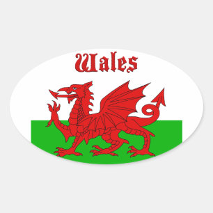 Welsh Flag Wales Oval Sticker