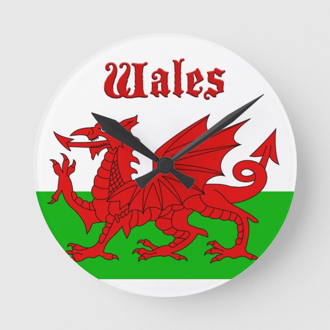 Welsh Flag Wales Round Clock (Front)