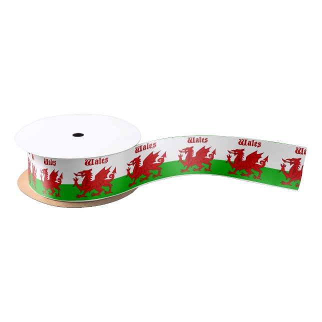 Welsh Flag Wales Satin Ribbon (Spool)