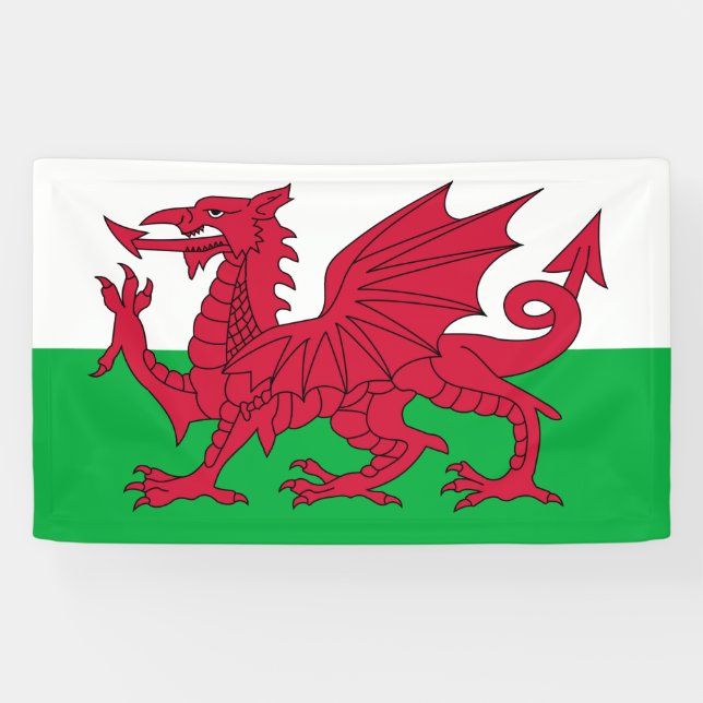 Welsh Flag (Wales) (Welsh Dragon) Banner (Horizontal)