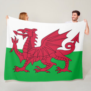 Welsh Flag (Wales) (Welsh Dragon) Fleece Blanket
