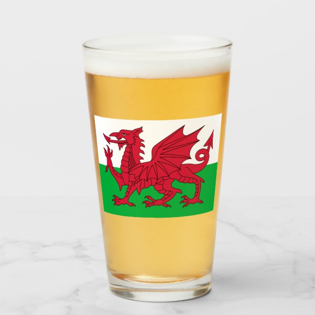 Welsh Flag (Wales) (Welsh Dragon) Glass (Front Filled)