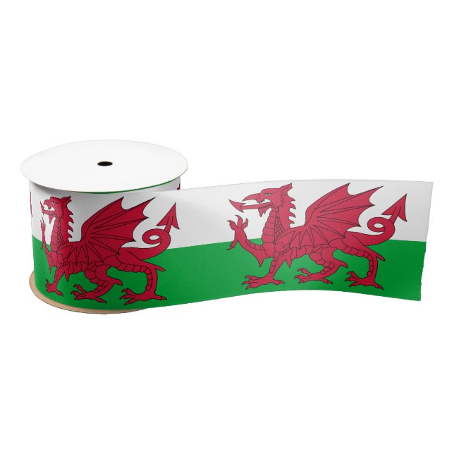 Welsh Flag (Wales) (Welsh Dragon) Satin Ribbon (Spool)
