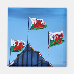 Welsh Flags Flying High in Towyn Magnet