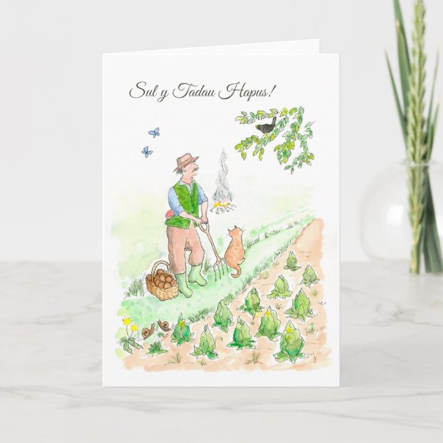 Welsh Greeting Father's Day Card: Gardening Card (Front)