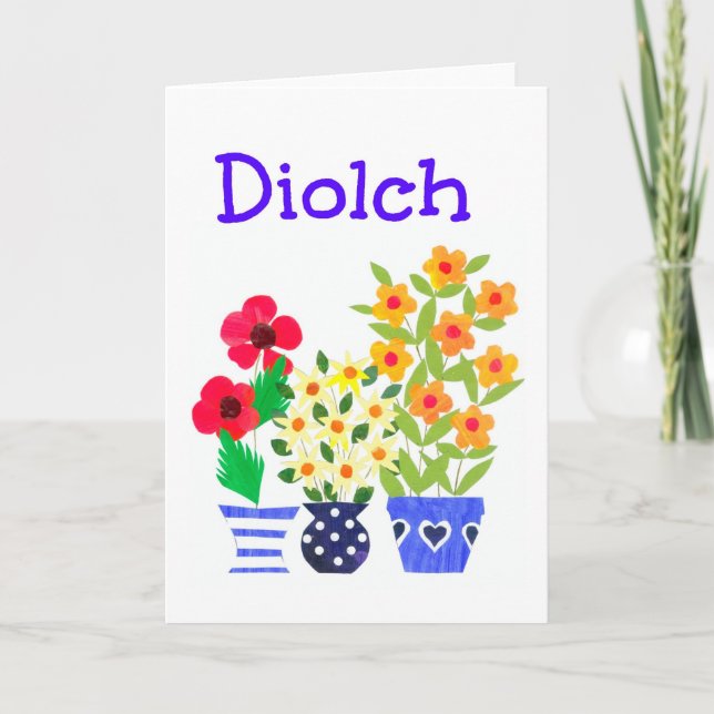 Welsh Greeting: Flower Power Thank You Card (Front)