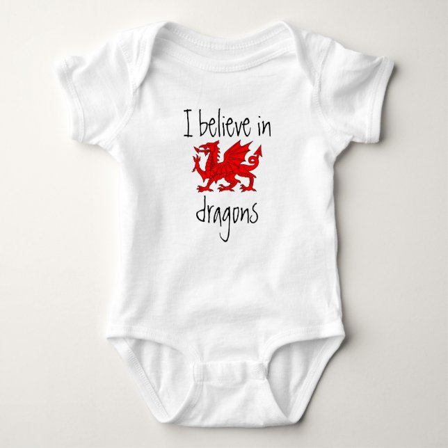 Welsh - I Believe in Dragons Baby Creeper (Front)