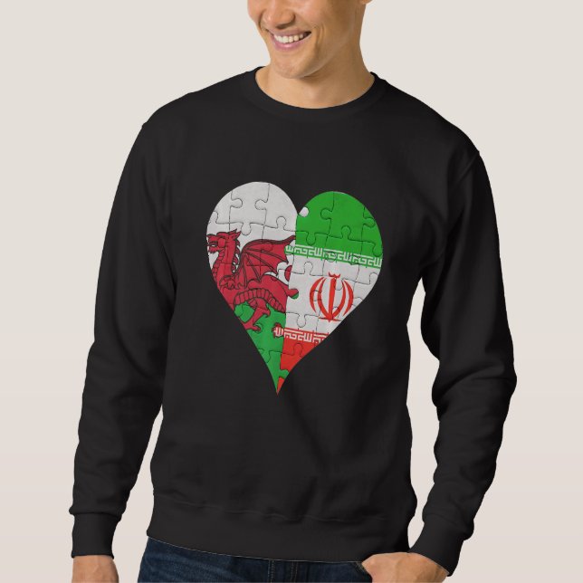 Welsh Iranian Flag Heart   Sweatshirt (Front)