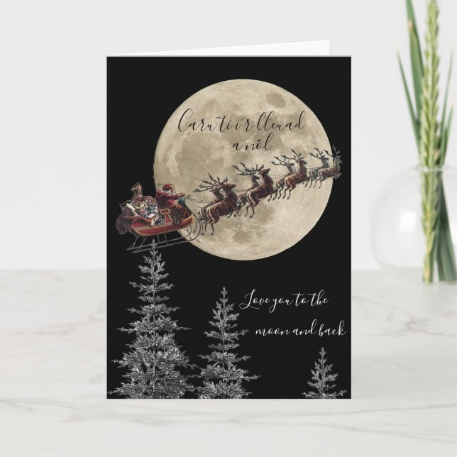 Welsh Love you to the moon and back Christmas Card (Front)