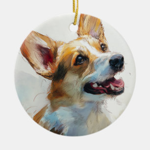 Welsh Pembroke corgi watercolor Ceramic Ornament