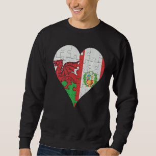 Welsh Peruvian Flag Heart Sweatshirt