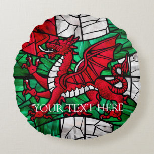 Welsh Red Dragon Flag Round Cushion