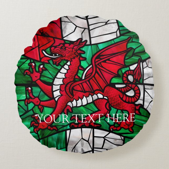 Welsh Red Dragon Flag Round Cushion (Front)