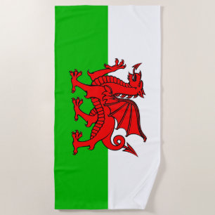 Welsh Red Dragon Wales Flag Beach Towel