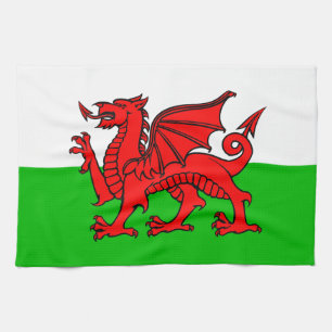 Welsh Red Dragon Wales Flag Tea Towel
