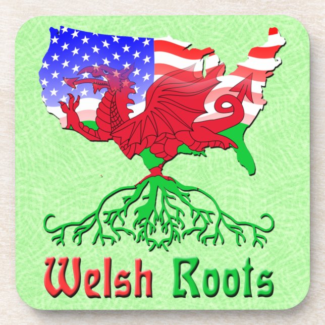 Welsh Roots, American Map Cork Coasters (Front)