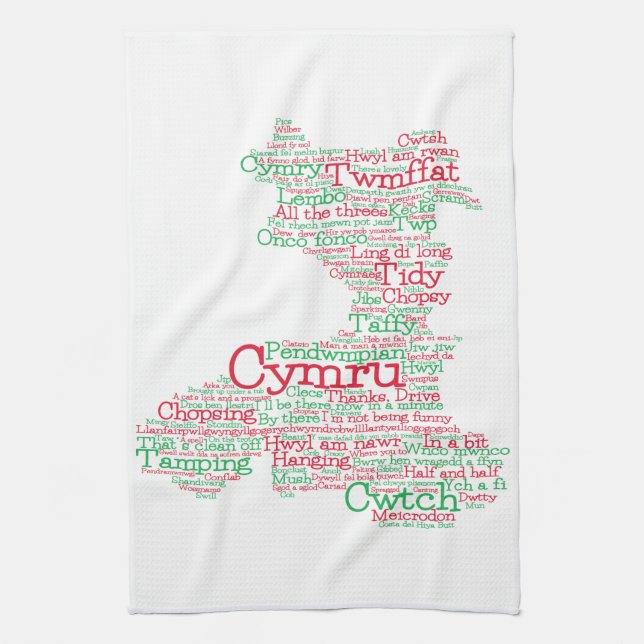 Welsh Slang Word Art Map Kitchen Towel (Vertical)