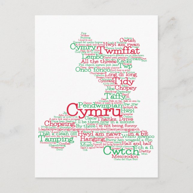 Welsh Slang Word Art Map Postcard (Front)