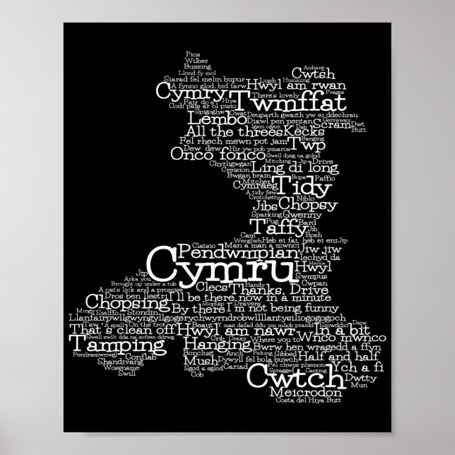 Welsh Slang Word Art Map Poster (Front)