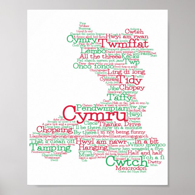 Welsh Slang Word Art Map Poster (Front)