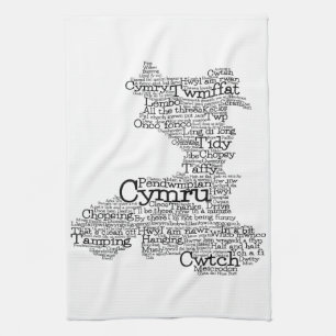 Welsh Slang Word Art Map Tea Towel