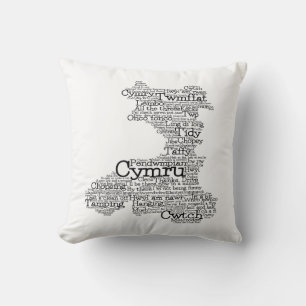 Welsh Slang Word Art Map Throw Pillow