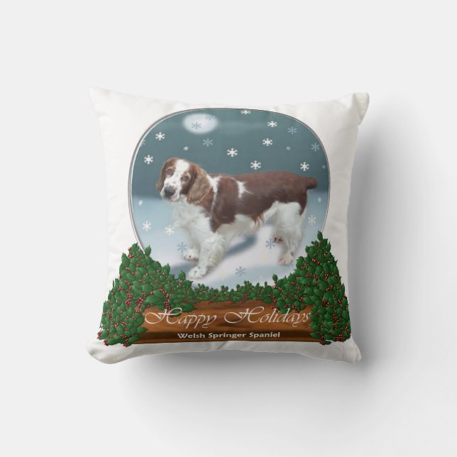 Welsh Springer Spaniel Christmas Cushion (Front)