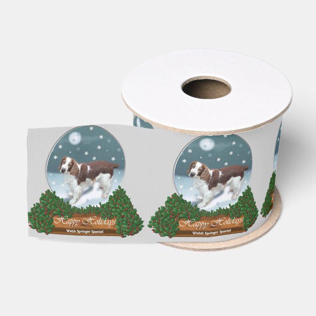 Welsh Springer Spaniel Christmas Grosgrain Ribbon (Spool)