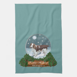 Welsh Springer Spaniel Christmas Tea Towel