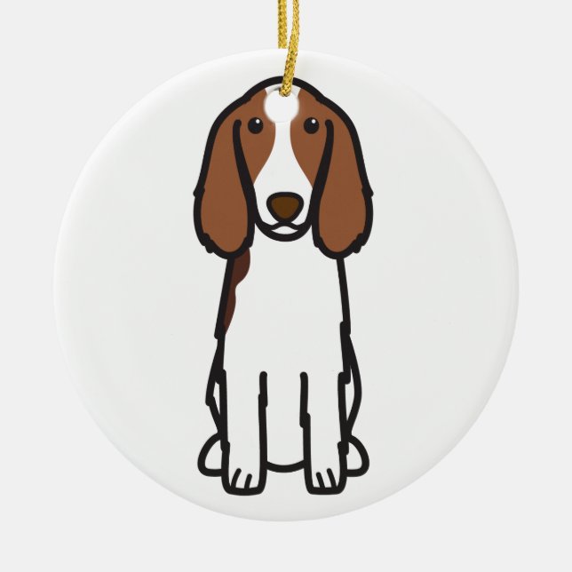 Welsh Springer Spaniel Dog Cartoon Ceramic Ornament (Front)