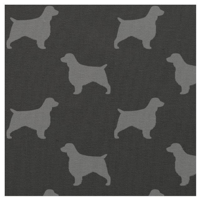 Welsh Springer Spaniel Dog Silhouettes Pattern Fabric (Close Up)