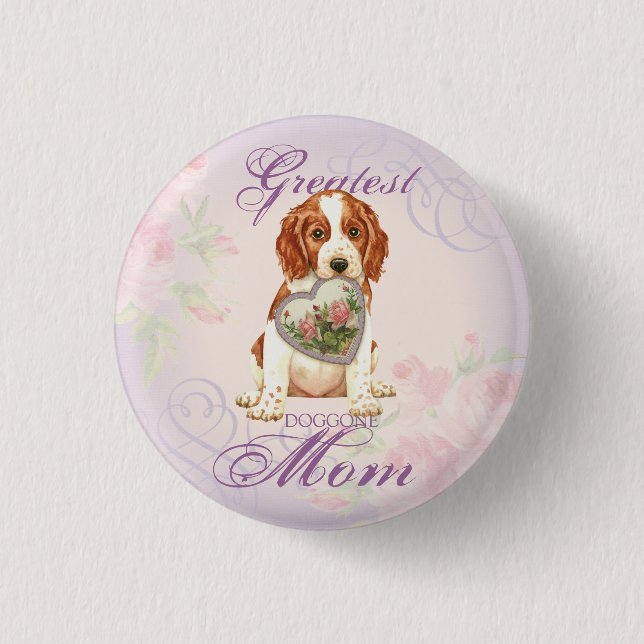 Welsh Springer Spaniel Heart Mum 3 Cm Round Badge (Front)