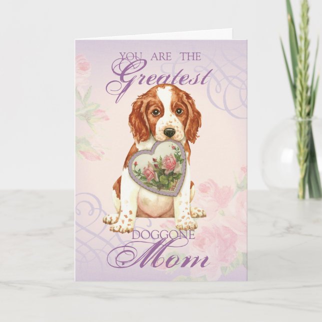 Welsh Springer Spaniel Heart Mum Card (Front)