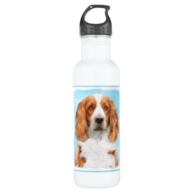 Welsh Springer Spaniel Painting - Original Dog Art 710 Ml Water Bottle (Front)